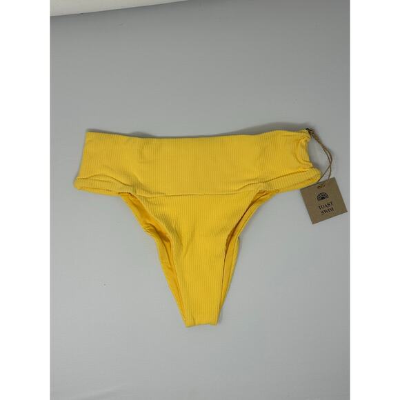 Free People x Toast NEW Banded Waist Ribbed Bikini Bottom Sunset size Small - Picture 1 of 5